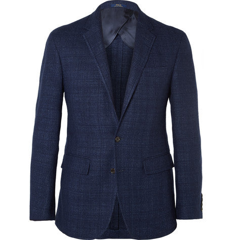 navy slim fit tweed blazer