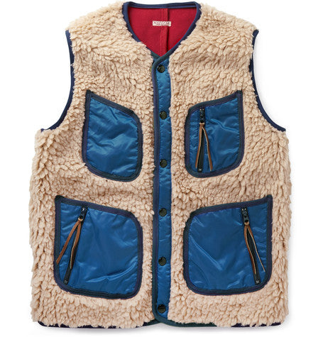 shell trimmed faux shearling gilet