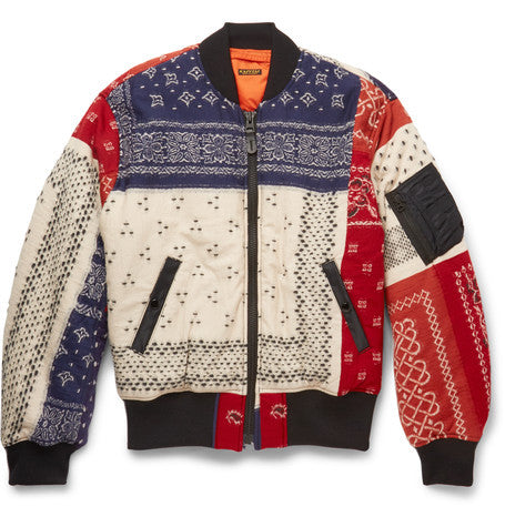 patchwork wool bomber jacket