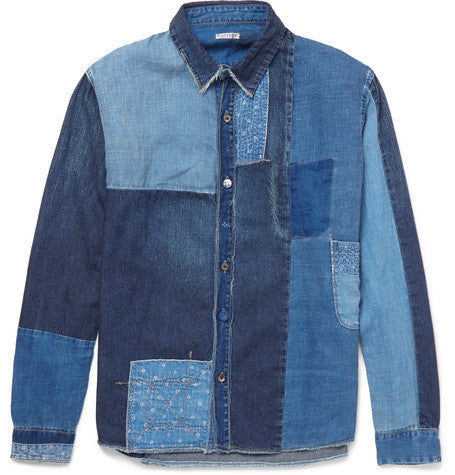 katmandu slim fit patchwork denim shirt
