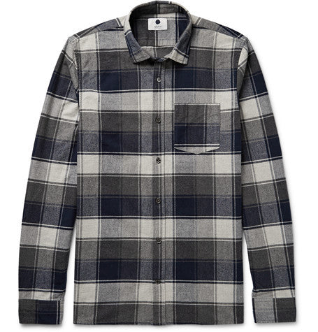 pedro checked brushed cotton flannel shirt