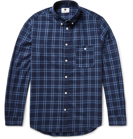 new derek slim fit checked cotton twill shirt