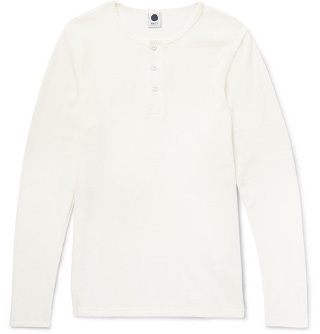 agner waffle knit cotton blend henley t shirt