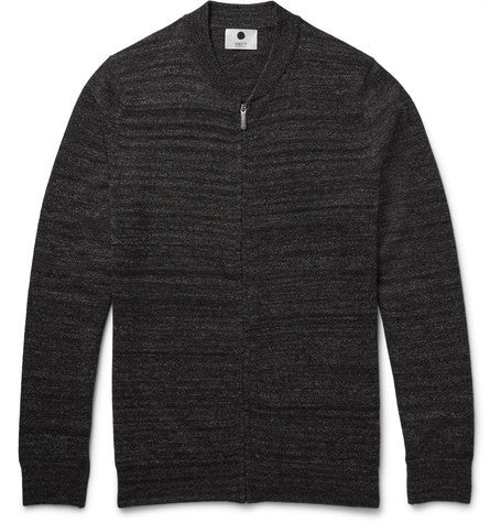 jake melange merino wool blend zip up cardigan