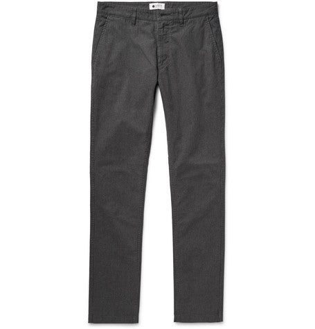 marco slim fit houndstooth stretch cotton twill trousers