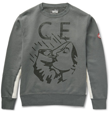 printed panelled loopback cotton jersey sweatshirt