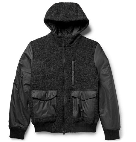 reversible boucle and shell hooded jacket