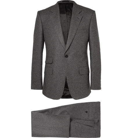 grey slim fit wool flannel suit