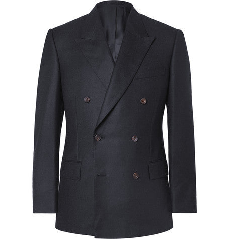 navy slim fit double breasted brushed cashmere blazer