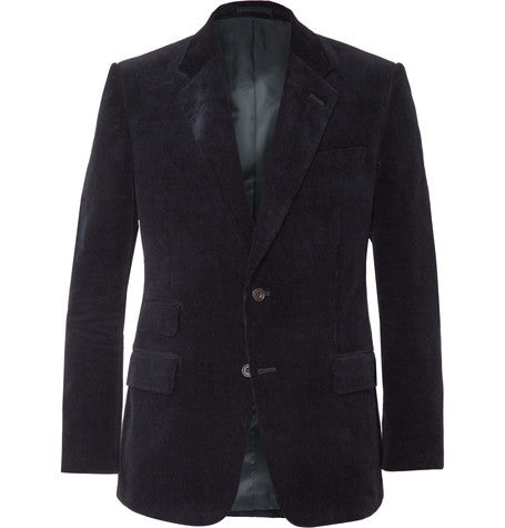 navy slim fit cotton corduroy blazer