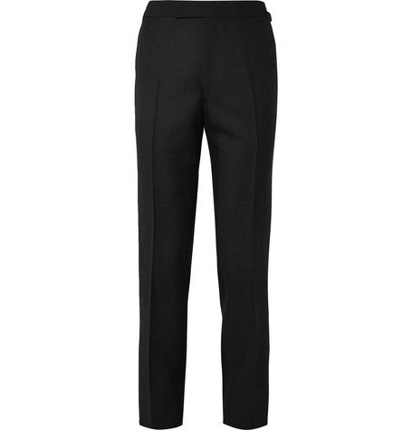 slim fit wool and mohair blend tuxedo trousers
