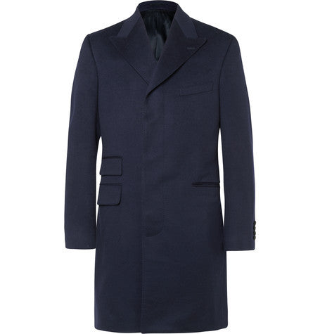 slim fit brushed cashmere overcoat