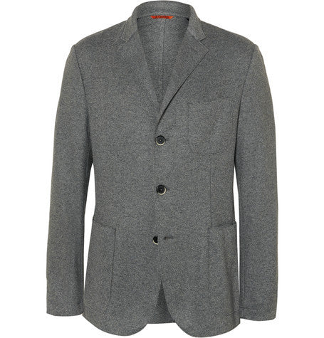 grey unstructured wool blend blazer