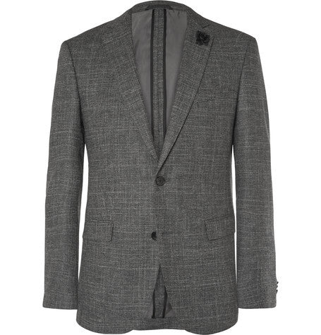 grey slim fit melange twill blazer