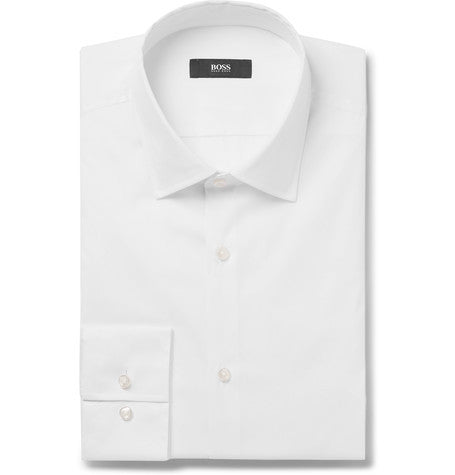 white geno slim fit stretch cotton blend shirt
