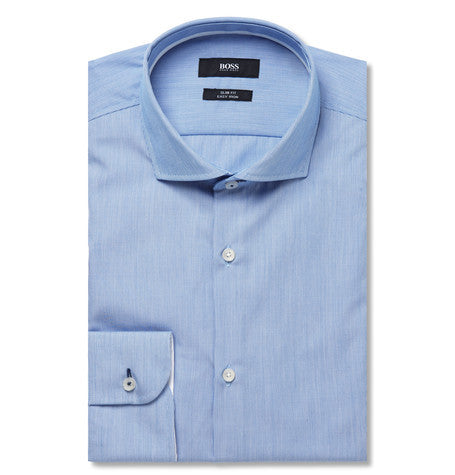 blue jerry slim fit micro striped cotton shirt