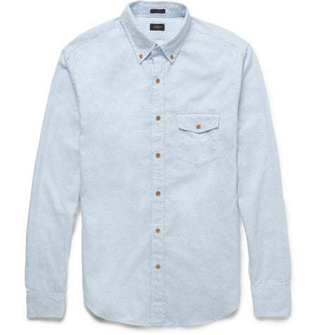 slim fit herringbone brushed cotton shirt