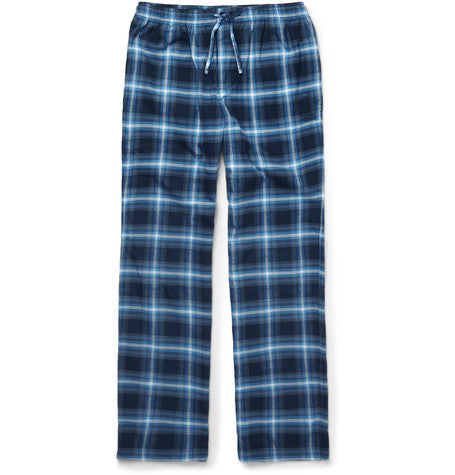 checked cotton flannel lounge trousers