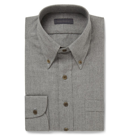 grey slim fit brushed cotton shirt