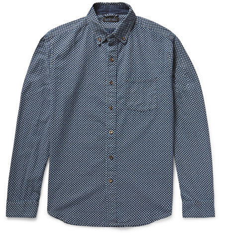 button down collar floral print cotton shirt