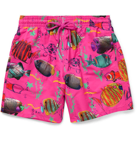moorea fish print mid length swim shorts