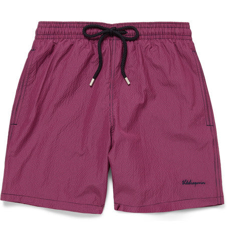 moorea gingham mid length swim shorts
