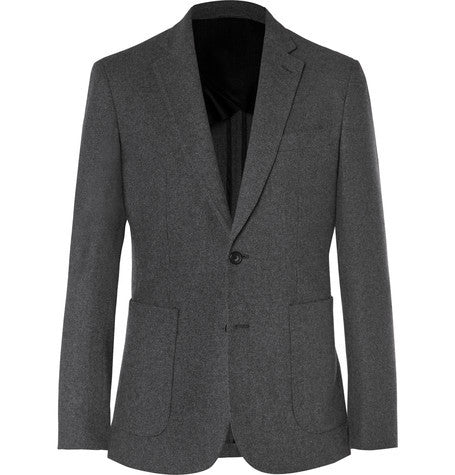 charcoal slim fit brushed cashmere blazer