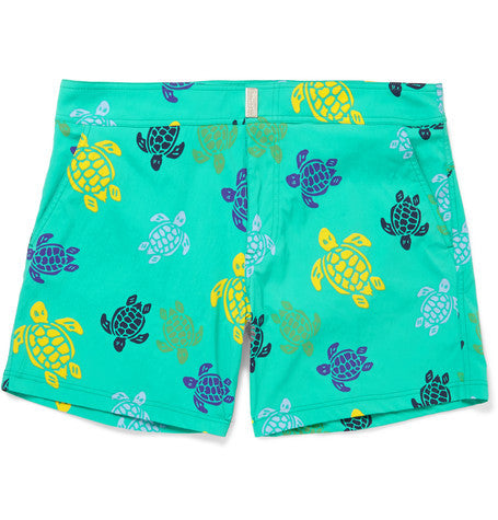 merise turtle print mid length swim shorts