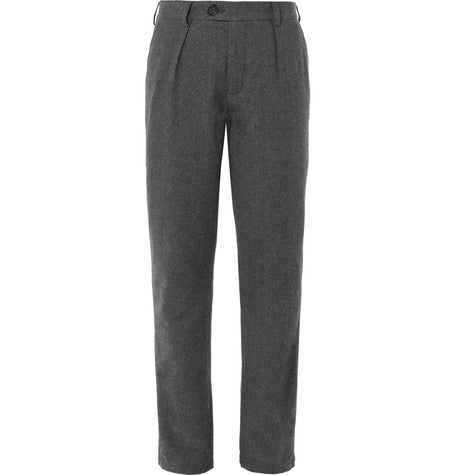 pleated cotton flannel suit trousers