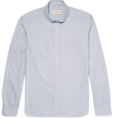 slim fit penny collar striped cotton shirt