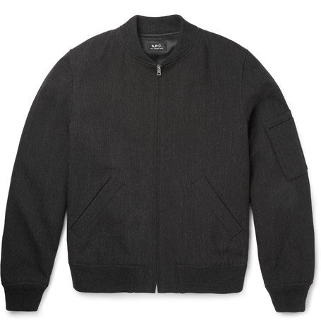 cotton and wool blend canvas bomber jacket