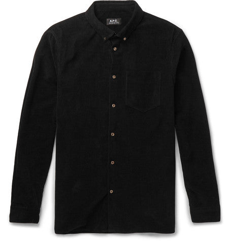 button down collar cotton corduroy shirt