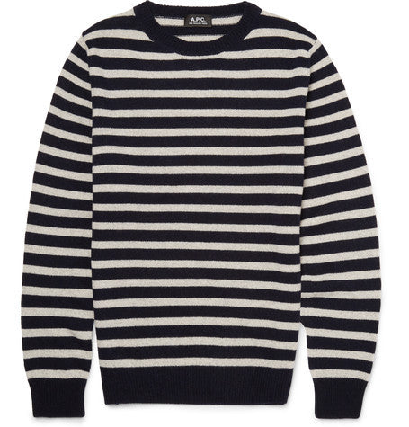 slim fit breton striped cashmere sweater