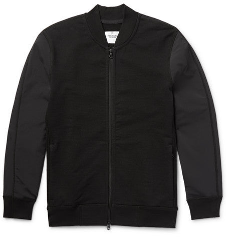 loopback cotton jersey and shell bomber jacket