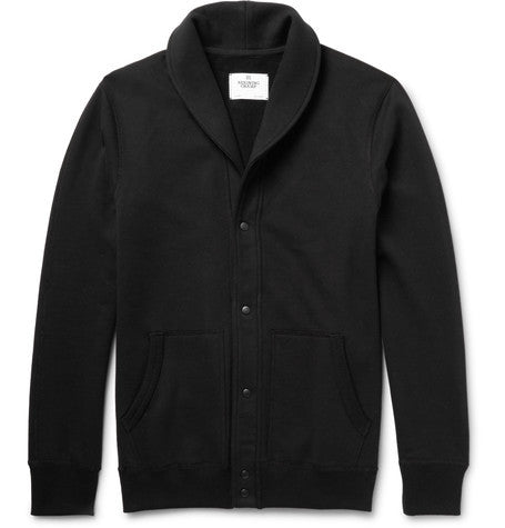 shawl collar loopback cotton jersey cardigan