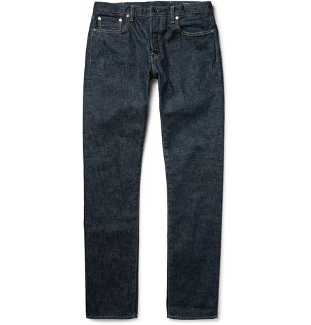 slim fit rinsed selvedge denim jeans