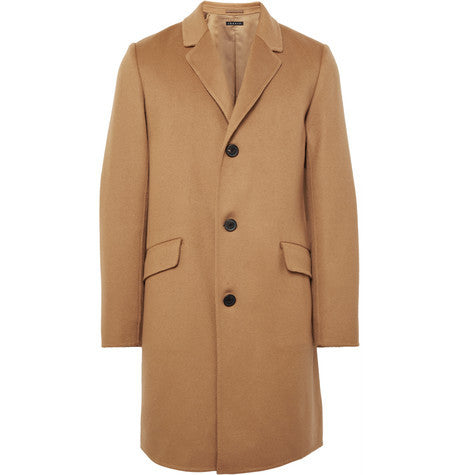 whyte slim fit brushed cashmere coat