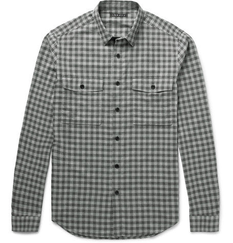 bariet slim fit checked cotton shirt