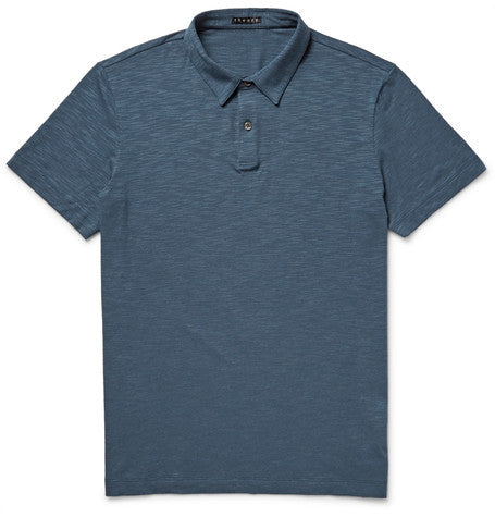 bron slub stretch pima cotton and modal blend polo shirt