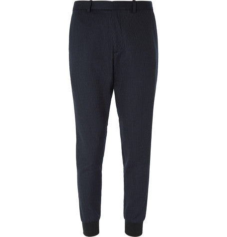 packor tapered pinstriped stretch wool trousers