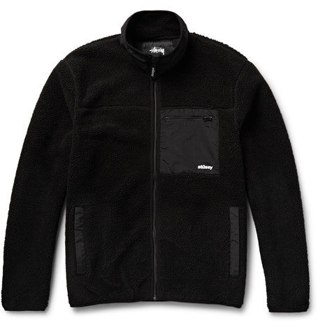 shell panelled berber fleece jacket