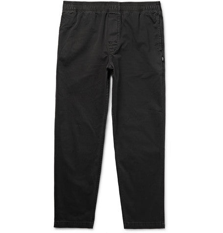tapered overdyed cotton twill trousers