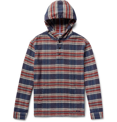 checked cotton hoodie