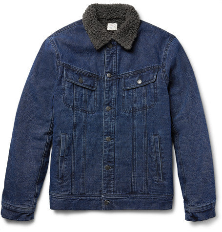 faux shearling lined denim jacket