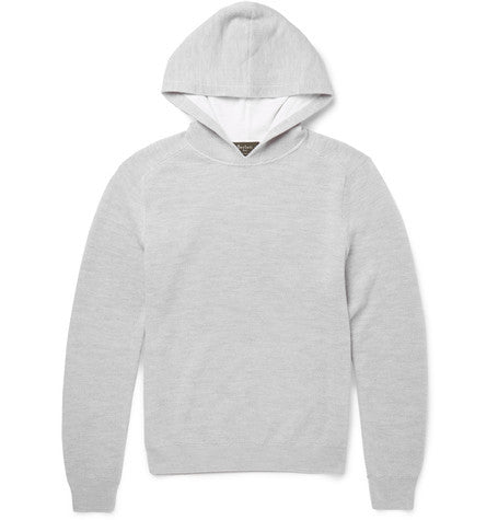 waffle knit cashmere  cotton and silk blend hoodie