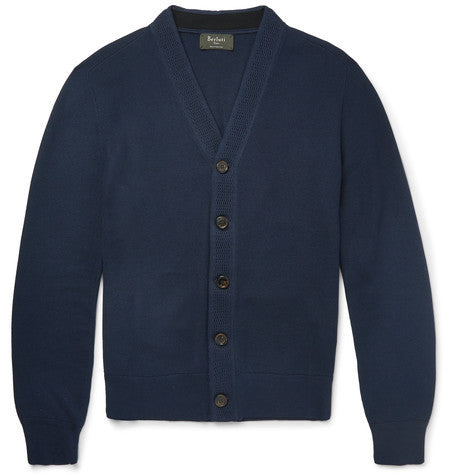 honeycomb knit silk and cotton blend cardigan