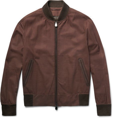slim fit nubuck bomber jacket