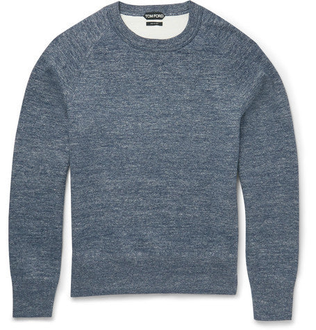 slim fit double faced knitted cotton blend sweatshirt