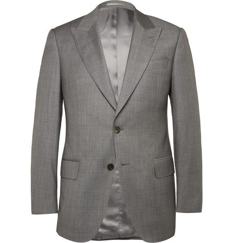 grey slim fit sharkskin wool suit jacket