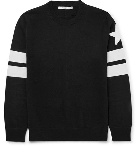 slim fit appliqued cotton sweater